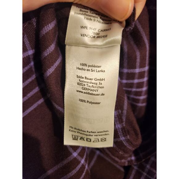 Eddie Bauer Shirt Mens Medium Blue Plaid Long Sleeve Button Down Cotton - Picture 3 of 4